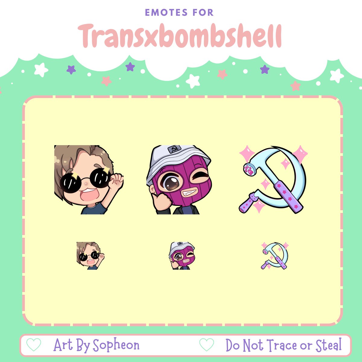 All the Emotes I've done for <a href="/transxbombshell/">Transxbombshell on Twitch 👾</a>,
thank you for commissioning me!💜

⭐️🌈Likes, comments &amp; RT's are greatly appreciated!!🌈⭐️
#emotes  #TwitchEmoteArtist  #commissionsopen #twitchaffiliate #twitchemote