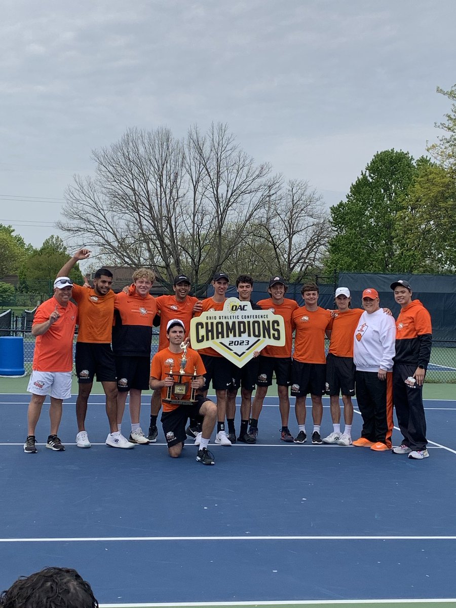 ONUsports's tweet photo. Men’s Tennis wins the 2023 OAC Tournament title with a 5-2 victory over top-seeded Otterbein!! https://t.co/qB9TU2TbZH