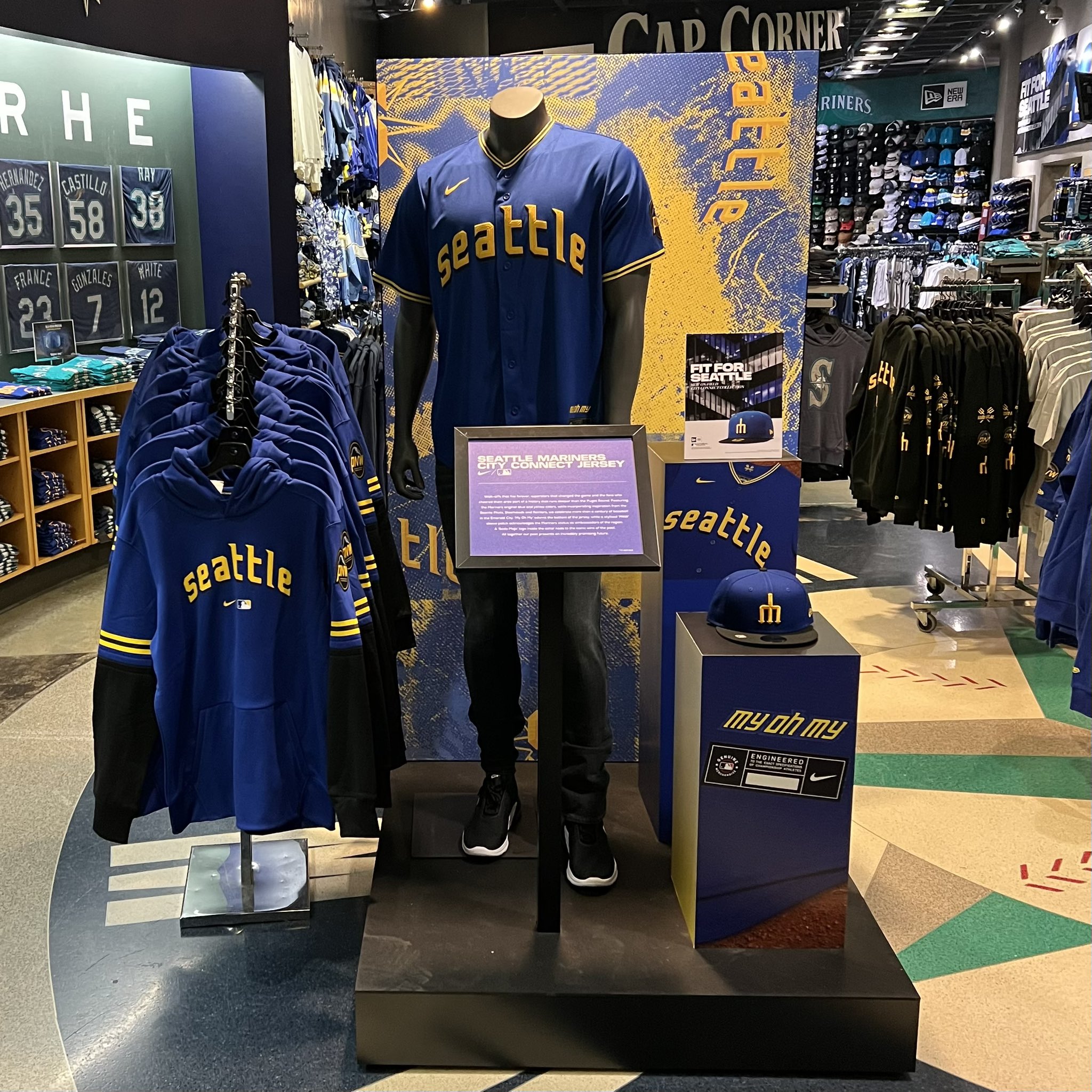 Mariners Team Store on X: We still have plenty of stock in City Connect  gear! Jerseys, t-shirts, novelties and more! 🔱💙🖤 Come shop this weekend  @TMobilePark and Downtown Seattle on 4th &