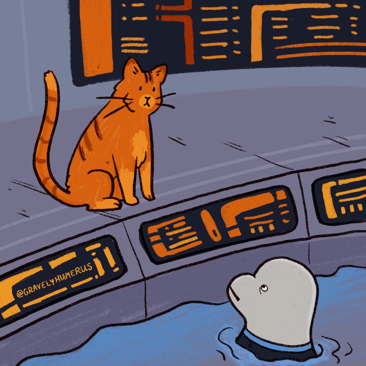 gravelyhumerus's tweet photo. sketch request: Spot visiting cetacean ops #StarTrek #StarTrekLowerDecks #StarTrekTNG https://t.co/81af4IBpyD