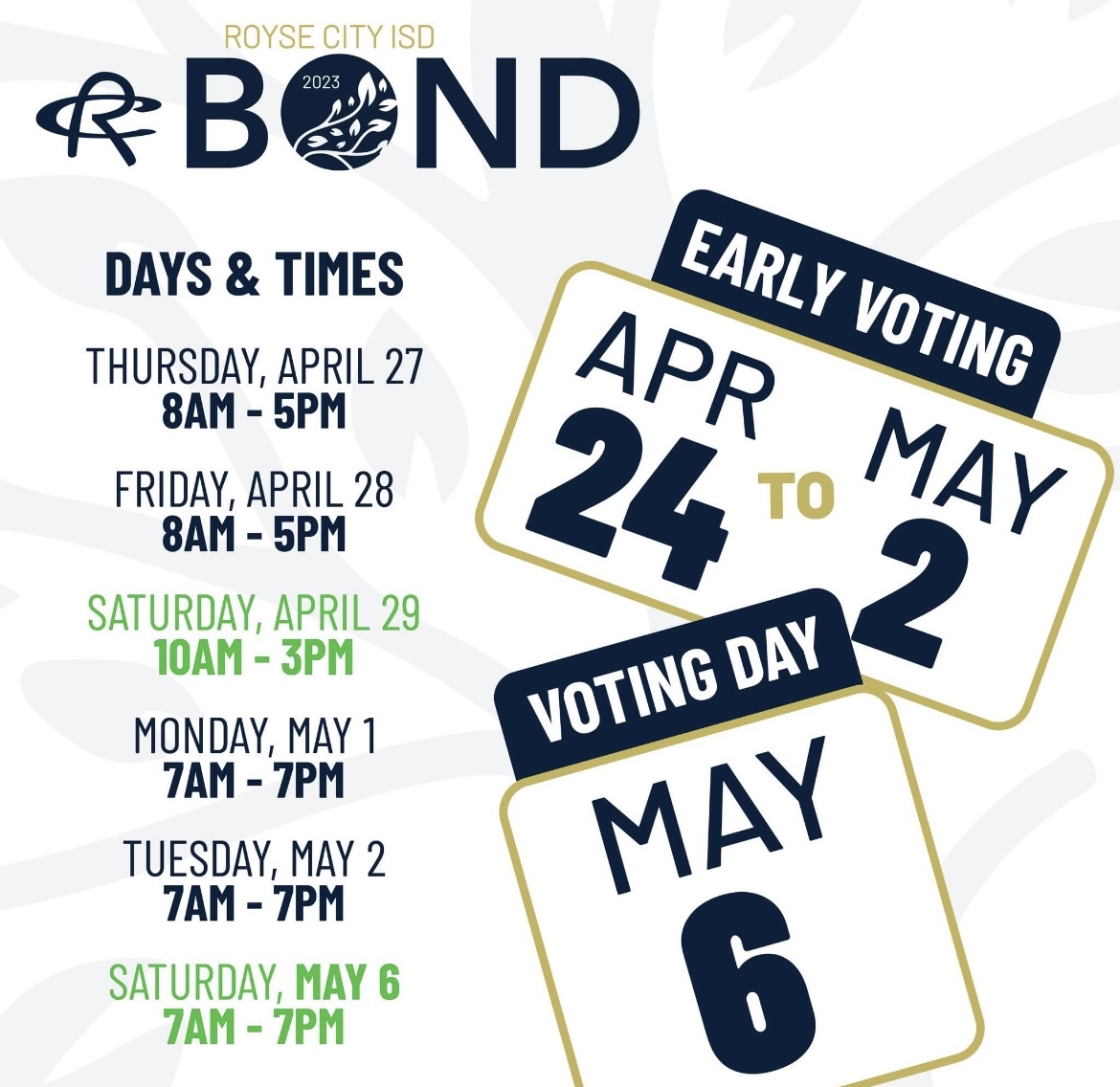 RoyseCityISD's tweet image. Voting in the Bond 2023 election continues today until 3:00. School Board President Scott Muckensturm made his vote count today! buff.ly/3ZncPqe. #RCISDVotes