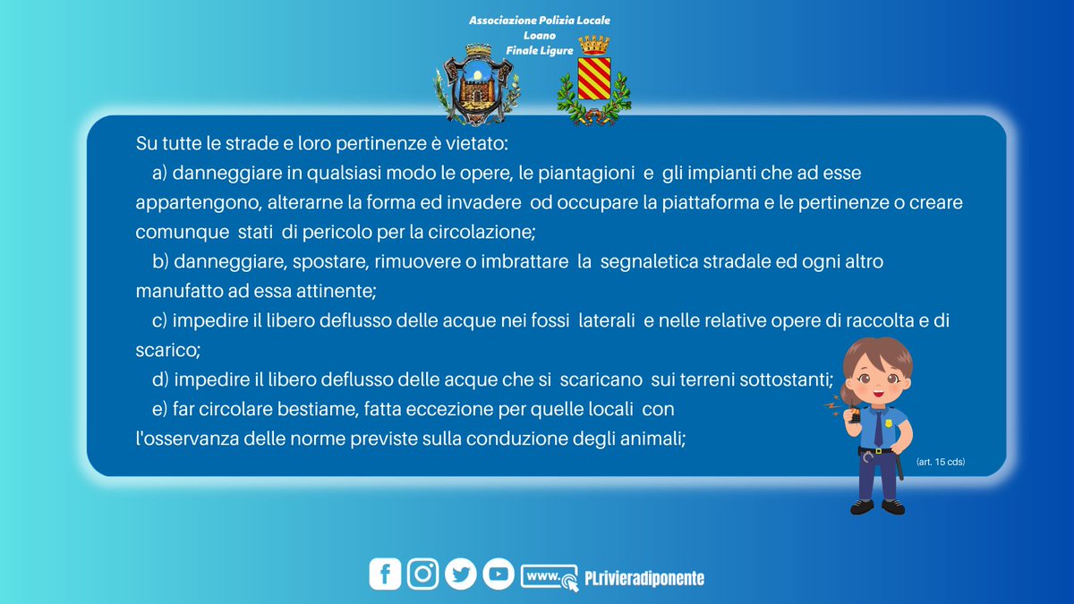 PLrivieradipon's tweet photo. 🆕 “Ripassa il Codice”
📆Ogni mercoledì ripassiamo i principali articoli del codice della strada.
🔃Seguici e condividi.
#PLLoano #PLFInaleL #ripassailcodice #educazionestradale #sicurezzastradale #codicedellastrada https://t.co/qpWsqlD83n