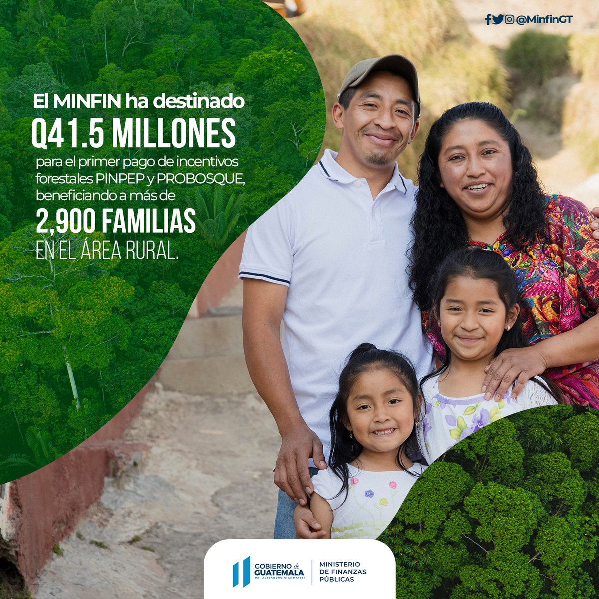 MinfinGT's tweet photo. #PorSiTeLoPerdiste | El #Minfin en coordinación con el @inabguatemala han efectuado el primer pago de los programas de incentivos forestales #PINPEP y #PROBOSQUE.

¡Seguimos contribuyendo a la recuperación y manejo sostenible de nuestros bosques 🌳! https://t.co/aMbazbuYKf