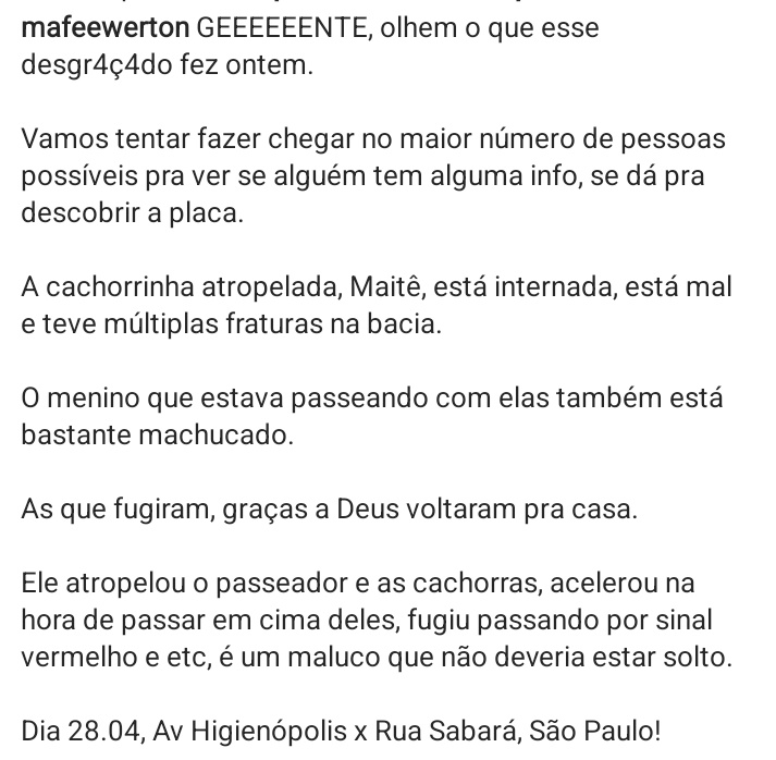 anaffontelles's tweet photo. Uma pessoa partiu com o carro para cima de um passeador com cães. 😱 Muitos animais fugiram (foram encontrados) assustados e uma cadela está mal. 😭 Vamos espalhar para encontrar esse monstro. 🤬
#SP #Higienopolis https://t.co/VglcWzWKQ9