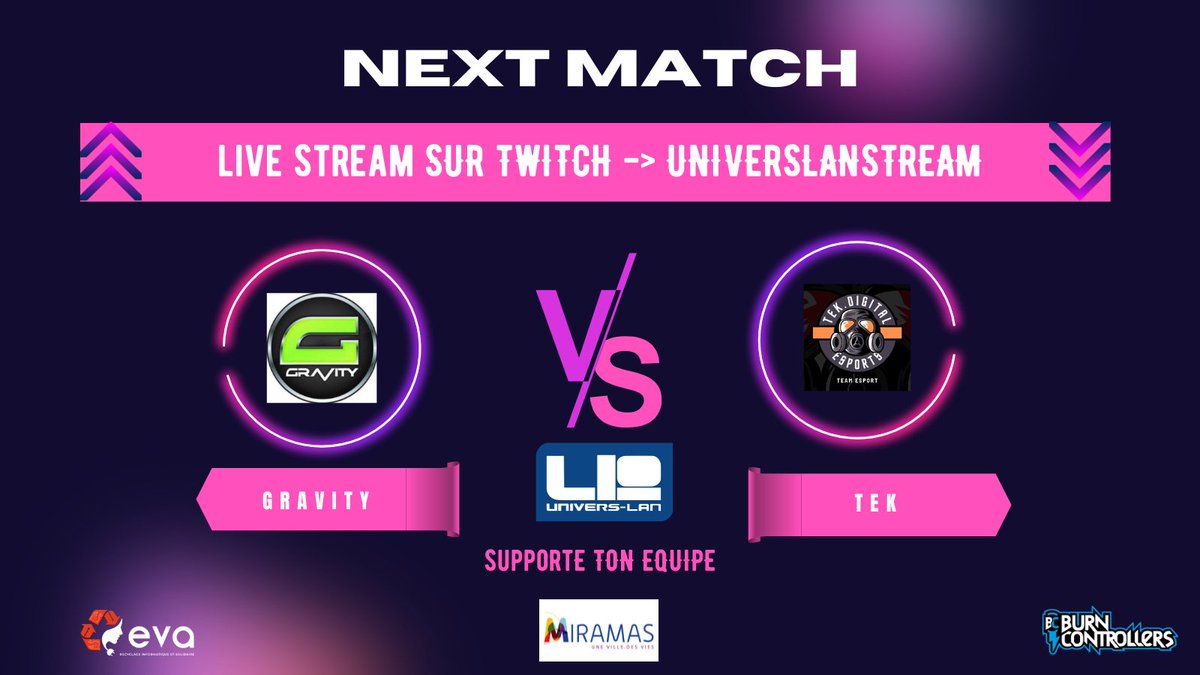 universlan's tweet photo. Dernier match diffusé ! 

@GrAviTyEsport5 vs @TEKDIGITAL_ 

https://t.co/abuCsmyL3F

powered by @BurnControllers https://t.co/hsIfPSohw8