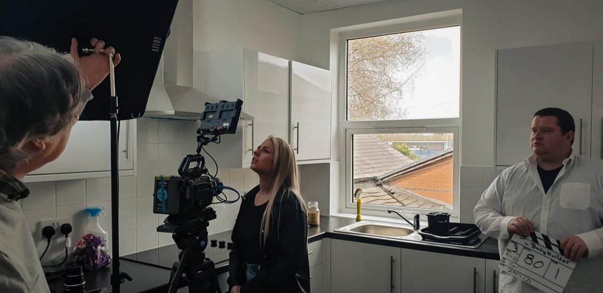 CashProduction3's tweet photo. Behind the scenes shot from @BodybuilderFilm Terry's place of work's kitchen! A place where he has spent too much time.  
#ursa12k
#nanomorph 
 #filmmaking 
 #filmmaker 
 #cinematography 
 #cinematographer 
 #setlife 
 #filming 
 #director 
 #indiefilm 
 #production 
 #onset https://t.co/f7D2iBqesm