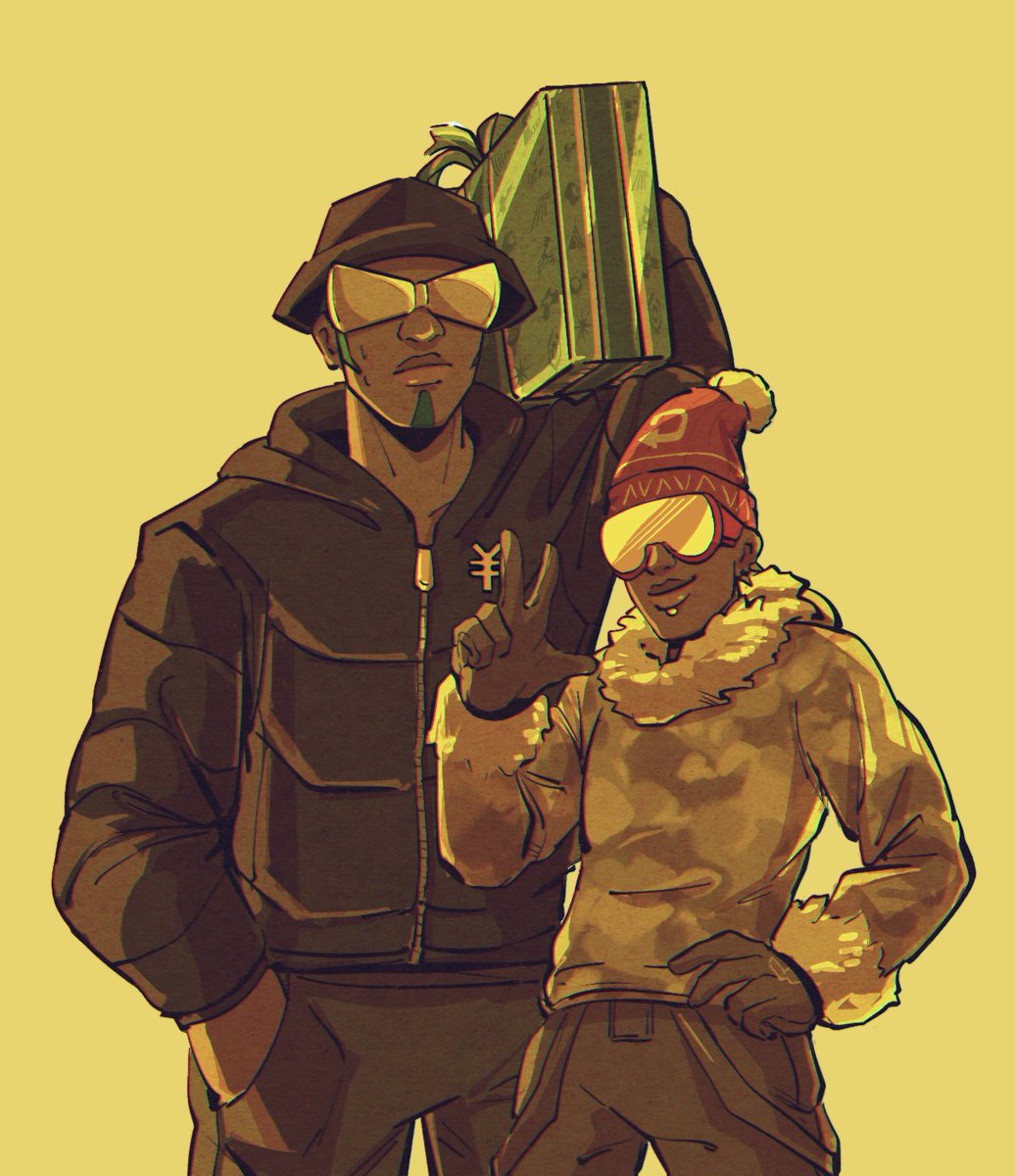 Draydensbeard's tweet photo. I was on jsrfmp some weeks ago and unlocked their winter skins for the second time. I think they have pretty cute ones. Combo’s boombox replaced as a present box with the logos is the cherry on top. #jsrfmp #jsrf #jetsetradio https://t.co/taEnBntyYN