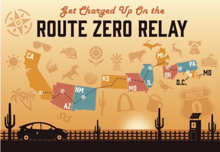 ev_association's tweet photo. The #RouteZero Relay is rolling along as we spotlight clean air standards &amp; #EV solutions. Currently, Jacob Martinez &amp; his @Tesla model 3 is driving to Santa Fe, NM. Below are photos of the event, which started in Santa Monica. #cleanourair 

https://t.co/ZXUHF8UZos https://t.co/TrbdfwOuEV