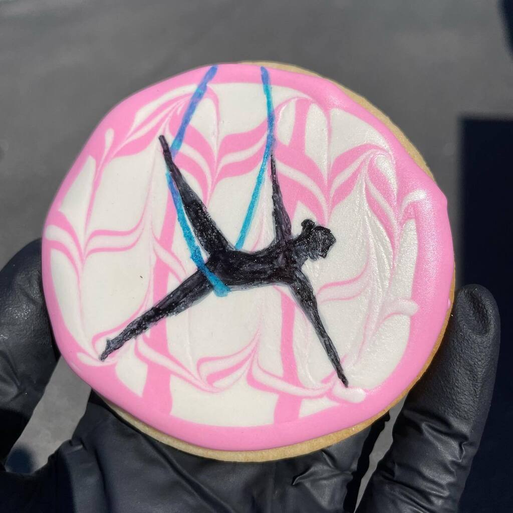 JenPalsKitchen's tweet image. Here is an #aerial themed cookie I painted last week! #paintedcookies