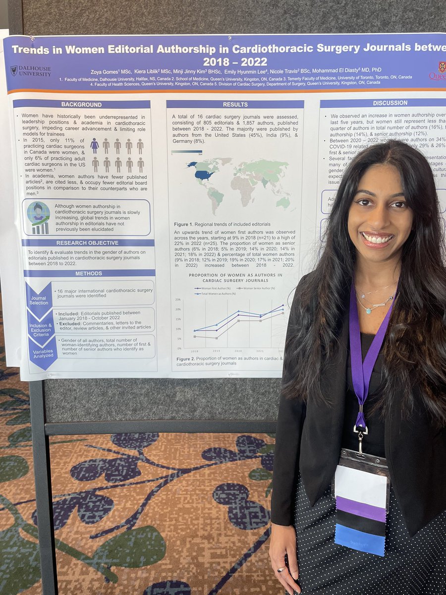 Women represent &lt;25% of first &amp; senior authors in #CardiothoracicSurgery editorials in the past 5 years. Our study highlights this critical gap calling for #GenderEquity in surgical publications #CWHHS2023 <a href="/EldiastyLab/">El Diasty Cardiac Surgery Research Lab</a> <a href="/DrMohEldiasty/">Dr. Mohammad El Diasty (MD.PhD. FRCS-CTh. FEBTCVS)</a> <a href="/liblikiera/">Kiera Liblik</a>