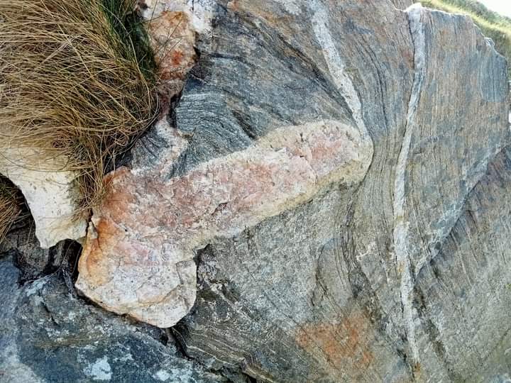 Can never unsee this again small pegmatite from South Harris #geology
