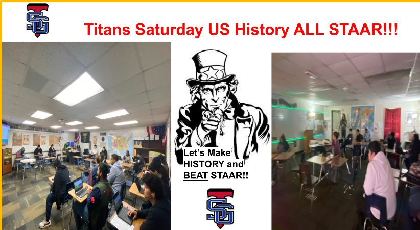 Titans ALL STAAR Saturday! 
Thank you teachers for your continuous commitment to students! 
US History Team❤️
#CoachHunt#MrsSchuyler#CoachVermillion