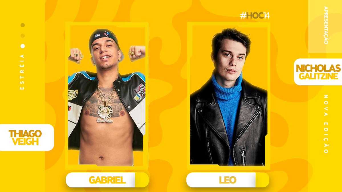 oficialhoc's tweet photo. Conheça os participantes da 14ª edição do HOC!

⭐️ Thiago Veigh (@crfveigh):

Gabriel é novato e diz que quer se jogar de corpo e alma!

⭐️ Nicholas Galitzine (@sucurixsurta)

Léo é veterano e pretende fazer um jogo totalmente diferente da 12° edição. https://t.co/xOGAUWX7rR