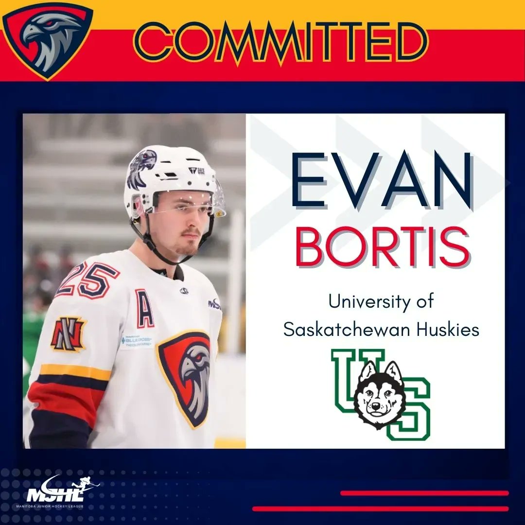 The Nighthawks are pleased to announce the advancement of #25 Evan Bortis to U of S Huskies for the 23/24 season. Evan anchored our blueline and his leadership skills and heads up play will be an asset to the Huskies. Congrats Borto! #theMJ #HuskiePride
📷<a href="/IceWaveMediaMB/">Ice Wave Media 🥅</a>