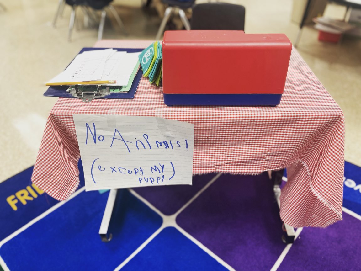 dontwakeava's tweet photo. I always encourage student writing at the Kindergarten Market but this sign created quite the drama. https://t.co/E298CPcfMM