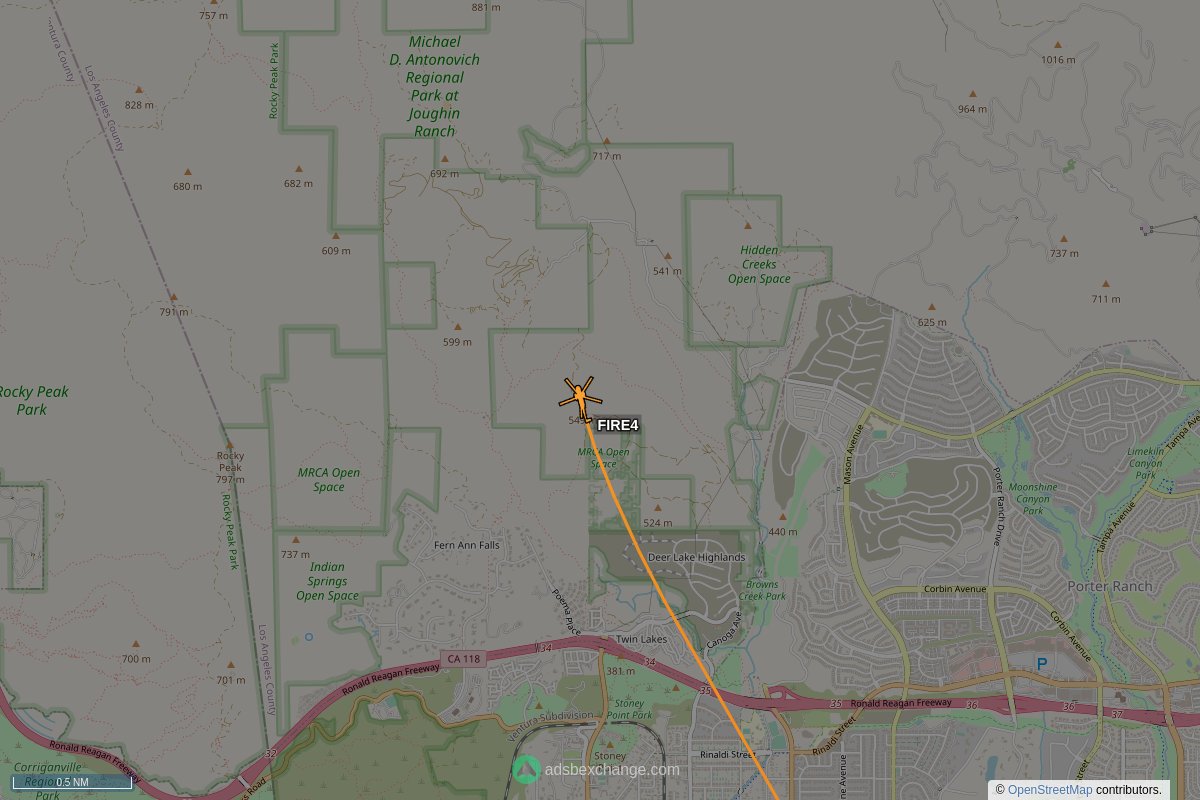 ffoverhead's tweet image. LAFD #N304FD callsign #FIRE4 (a A139) was seen near Los Angeles County, CA around 17:01 UTC squawking 1200 globe.adsbexchange.com/?icao=a32eaf&amp;amp;z… #LAFD #LAFire