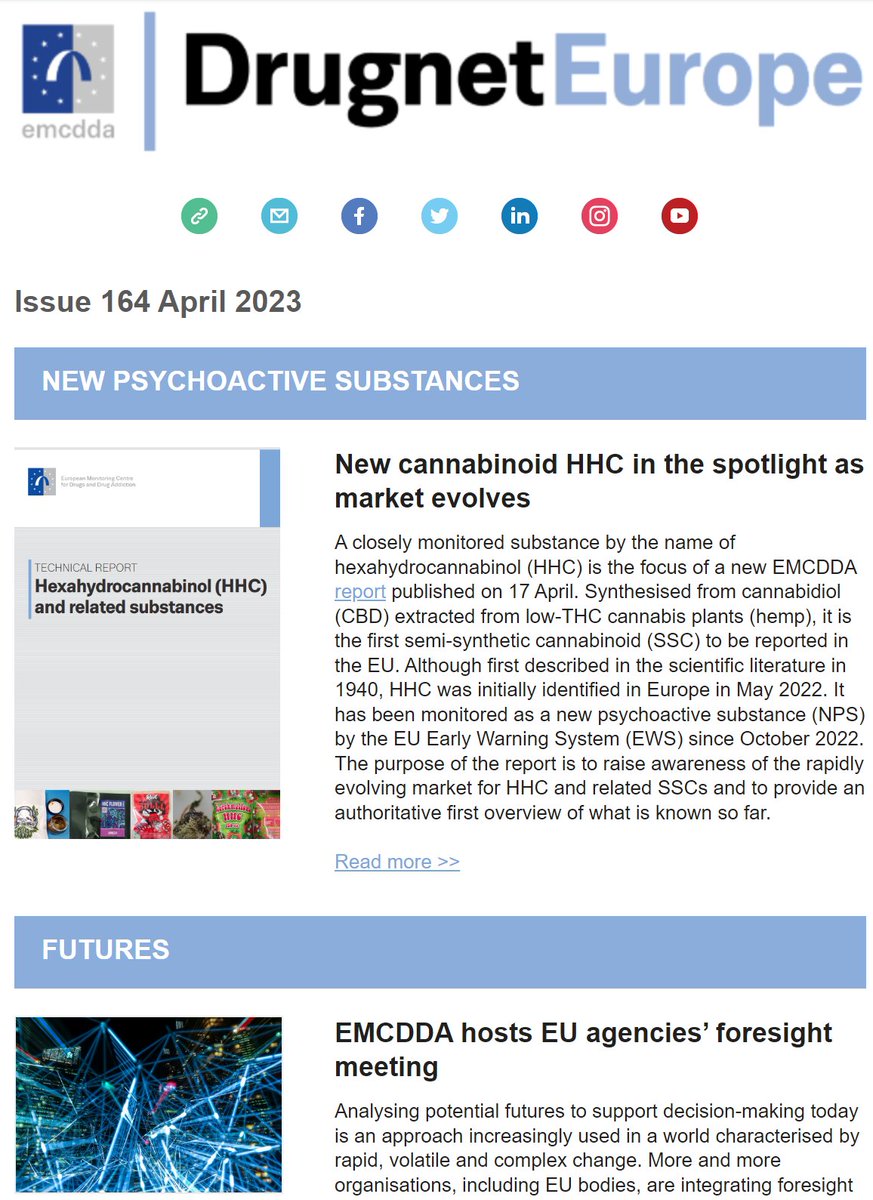 As April draws to a close, check out our latest monthly news round-up. In this issue: HHC in the spotlight, health resources and an upcoming webinar on teens and substance use👇mailchi.mp/emcdda/drugnet…