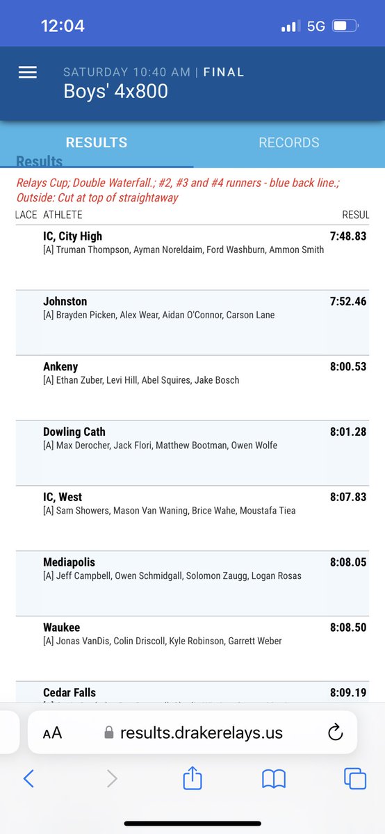 JCSD_Track's tweet photo. The 4x800 of Alex Wear, Carson Lane, Aidan O’Connor, and Brayden Picken are Drake Relays Runners-up. https://t.co/6cqJMUTYAP