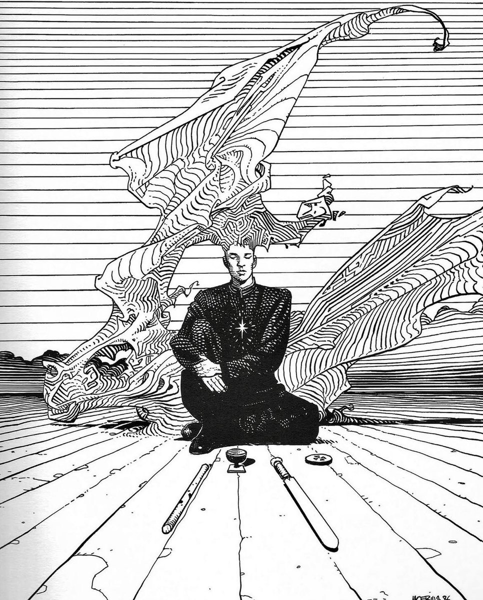 xe0_xeo's tweet photo. Illustrations by Jean "Mœbius" Giraud for his series titled "Parapsychology" https://t.co/IhjSoMY2R7