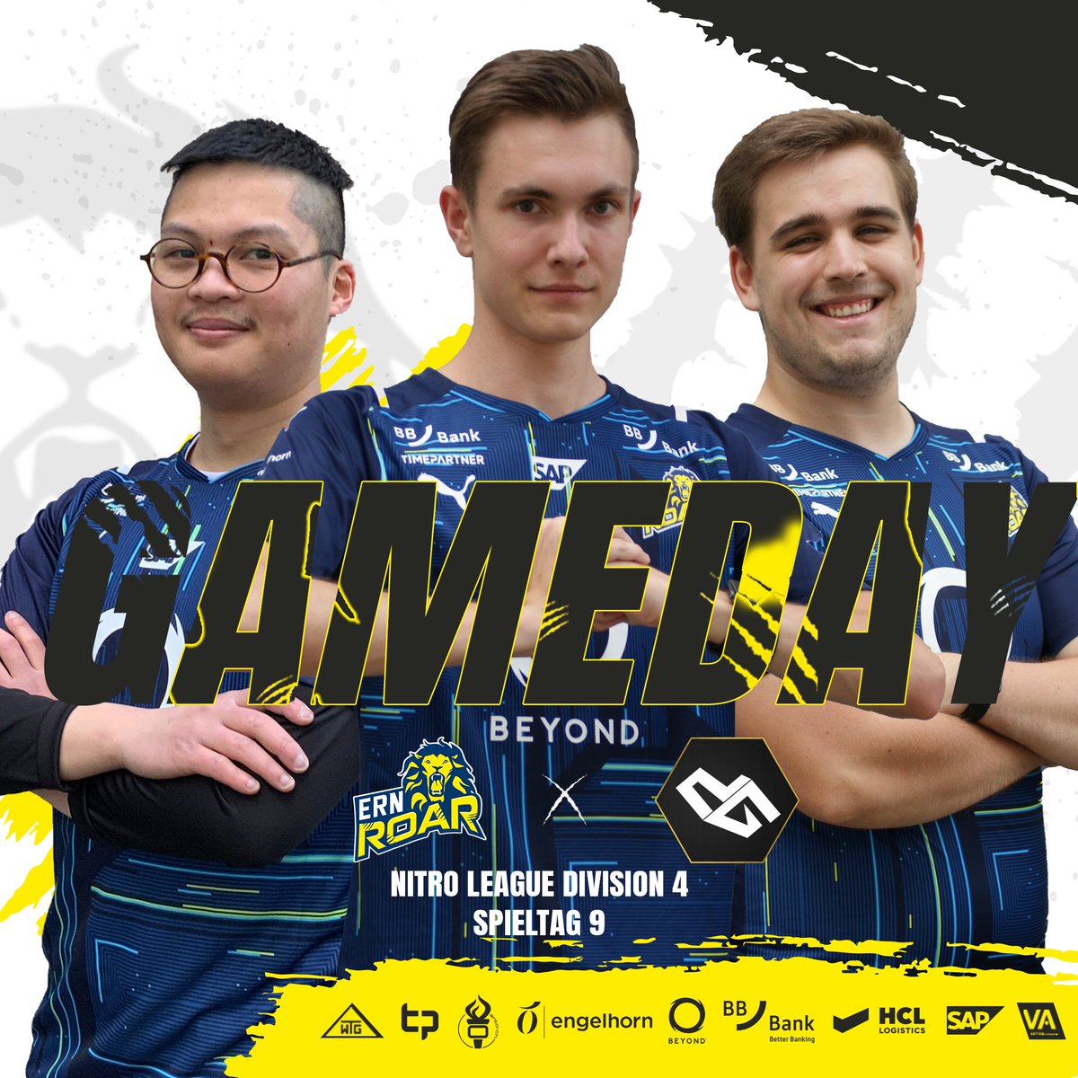 Doppel-doppel-spieltag-spieltag!
Die #LocalLions spielen heute gleich zweimal in der Division 4! Es geht dabei um wichtige Siege für den Klassenerhalt.
Auf geht's!

#ROAR #RNL