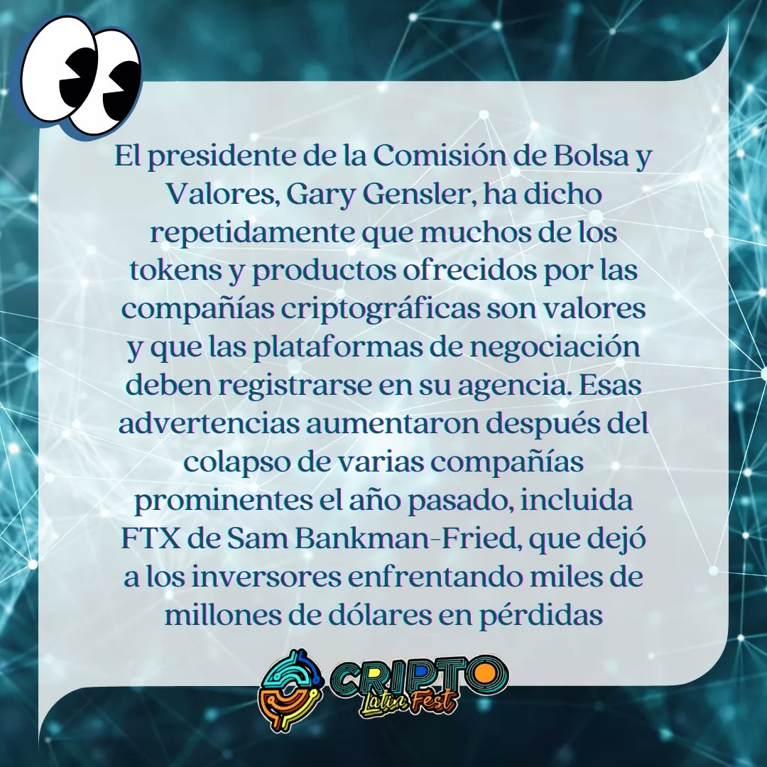 Criptolatinfest's tweet image. 🧐El presidente de la Comisión de Bolsa y Valores indica que muchos de los tokens y productos ofrecidos por las compañías criptográficas son valores y que las plataformas de negociación deben registrarse en su agencia📝#criptonoticias #criptoinfo #criptoenespañol #coinbase