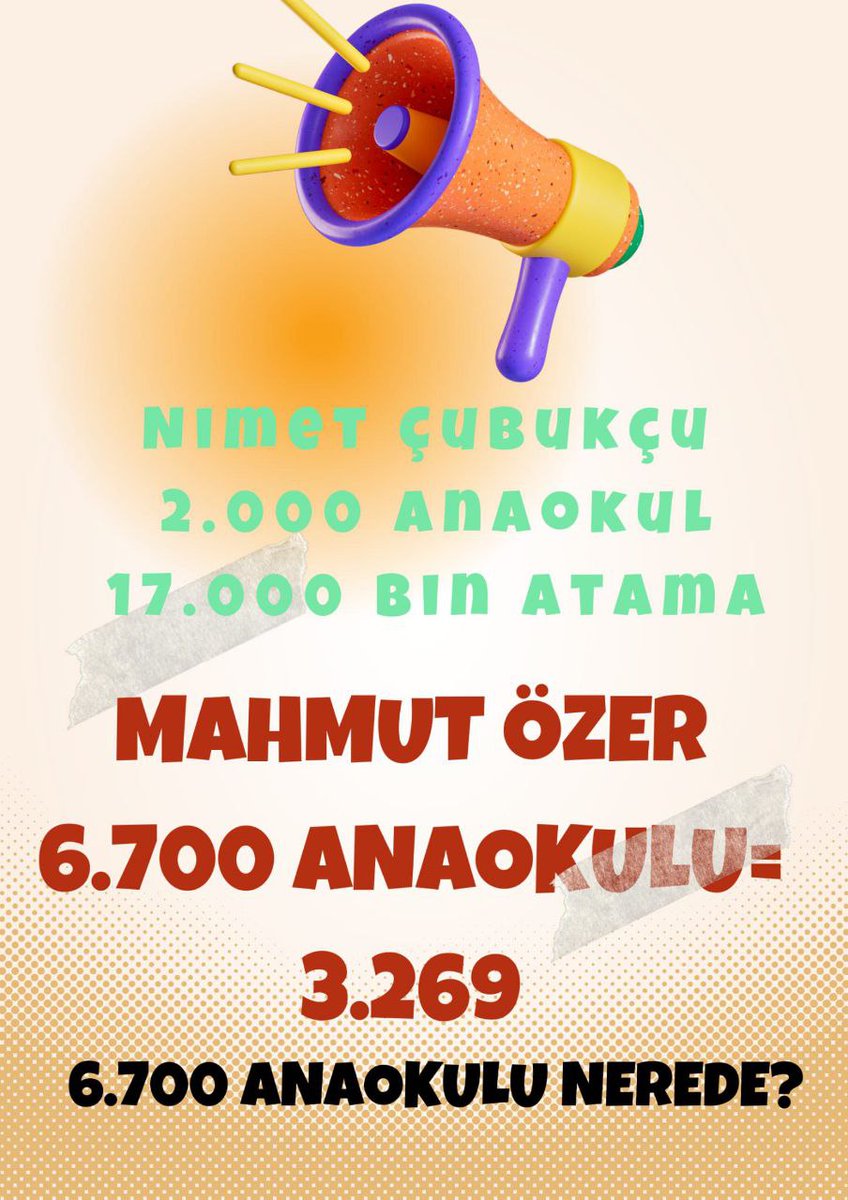 6700 anaokulu kapasitesi öğretmensiz kalmasın. Çocuklar öğretmenlerine okullarına kavuşsun artık! 
<a href="/RTErdogan/">Recep Tayyip Erdoğan</a>
<a href="/prof_mahmutozer/">Mahmut Özer</a>
<a href="/tcmeb/">Millî Eğitim Bakanlığı</a>
<a href="/oerdem42/">Orhan Erdem</a>
@yilmaz_ismet58
<a href="/BDevrimAcimik/">Devrim. A 🇹🇷</a>
<a href="/melihguuner/">Melih Güner</a>
#ProjeVarAlımYok