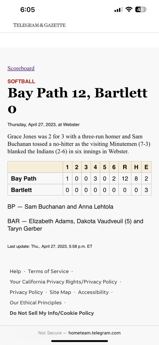 SamBuch2024's tweet photo. Great BP win against Bartlett HS Thurs 4/27, game was a no-hitter 12-0!!  6IP, 0BB, 8k!!!  Defense was solid and offense was on fire!! https://t.co/7bJME5zvkJ