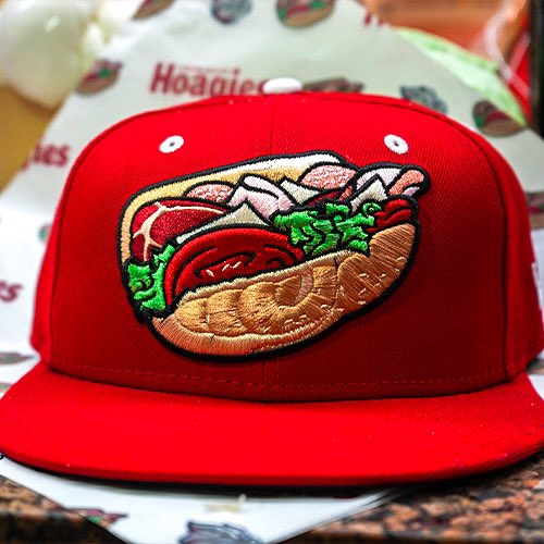sportslogosnet's tweet photo. The Lehigh Valley @IronPigs will play a game on Salute to Philly night as the Hoagies, honoring a fan vote in which the term Hoagie beat out Sub as the preferred name for the iconic sandwich. Read about it here: https://t.co/oRV3uB5f5J https://t.co/vHurkdXV3F