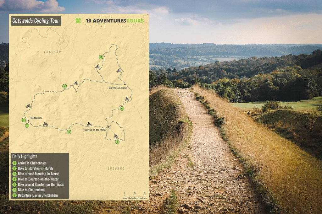 Ride through the Cotswolds on a self-guided #cycling tour! Honey-coloured stone villages, open wolds, wooded valleys, and Roman roads are the background to pretty villages, gardens and welcoming inns.

Learn more + book: 10adventures.com/tour/cotswolds…

#10Adventures #Cotswolds #England