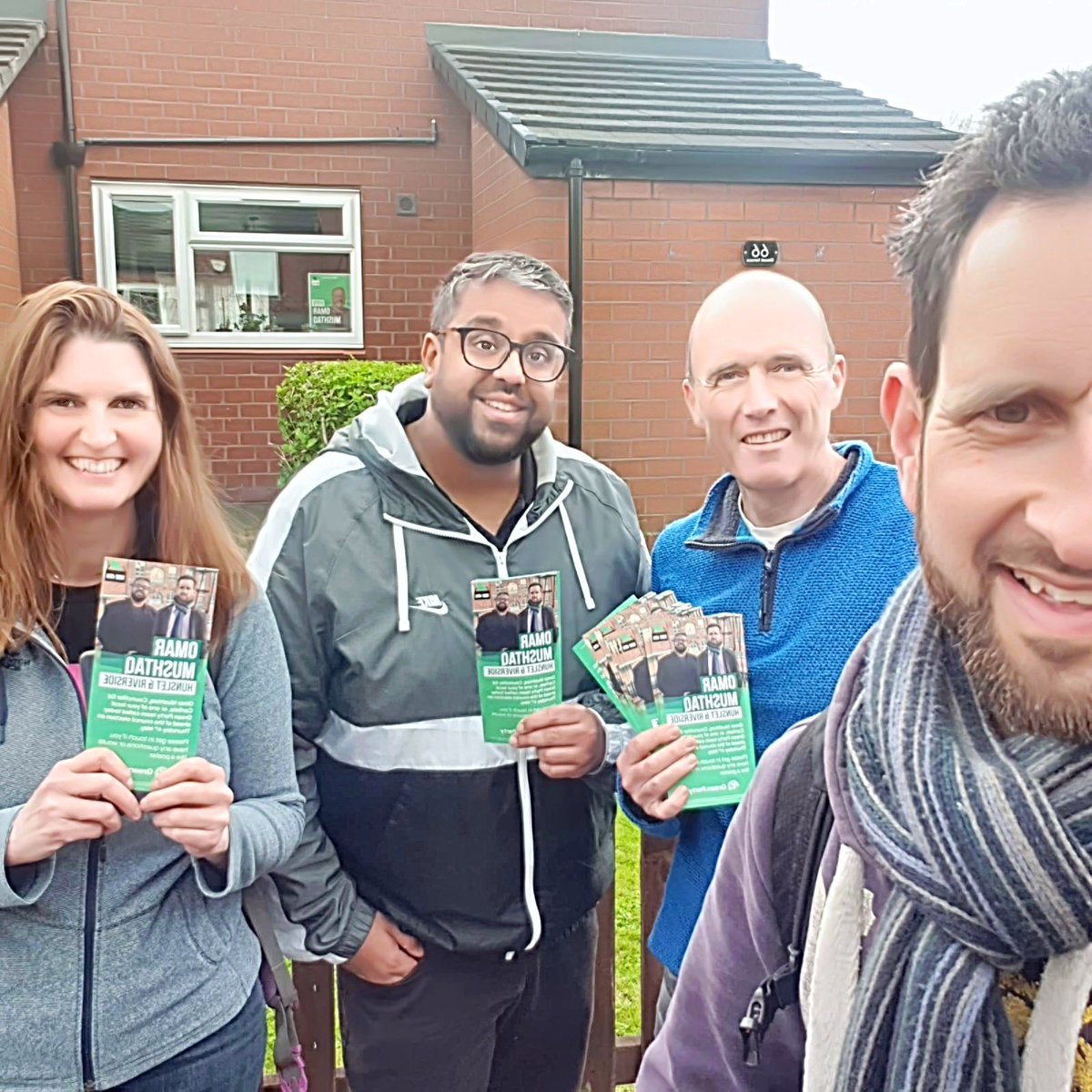 GrahamEllen's tweet photo. Another day taking our Green message around Hunslet and North Beeston with our candidate @Omarmushtaq1990, Cllr @edleeds and our committed  volunteers! Less than a week to go and we are feeling positive 💚 #GetGreensElected #MakeLeedsGreen https://t.co/RB5BbDKYBi
