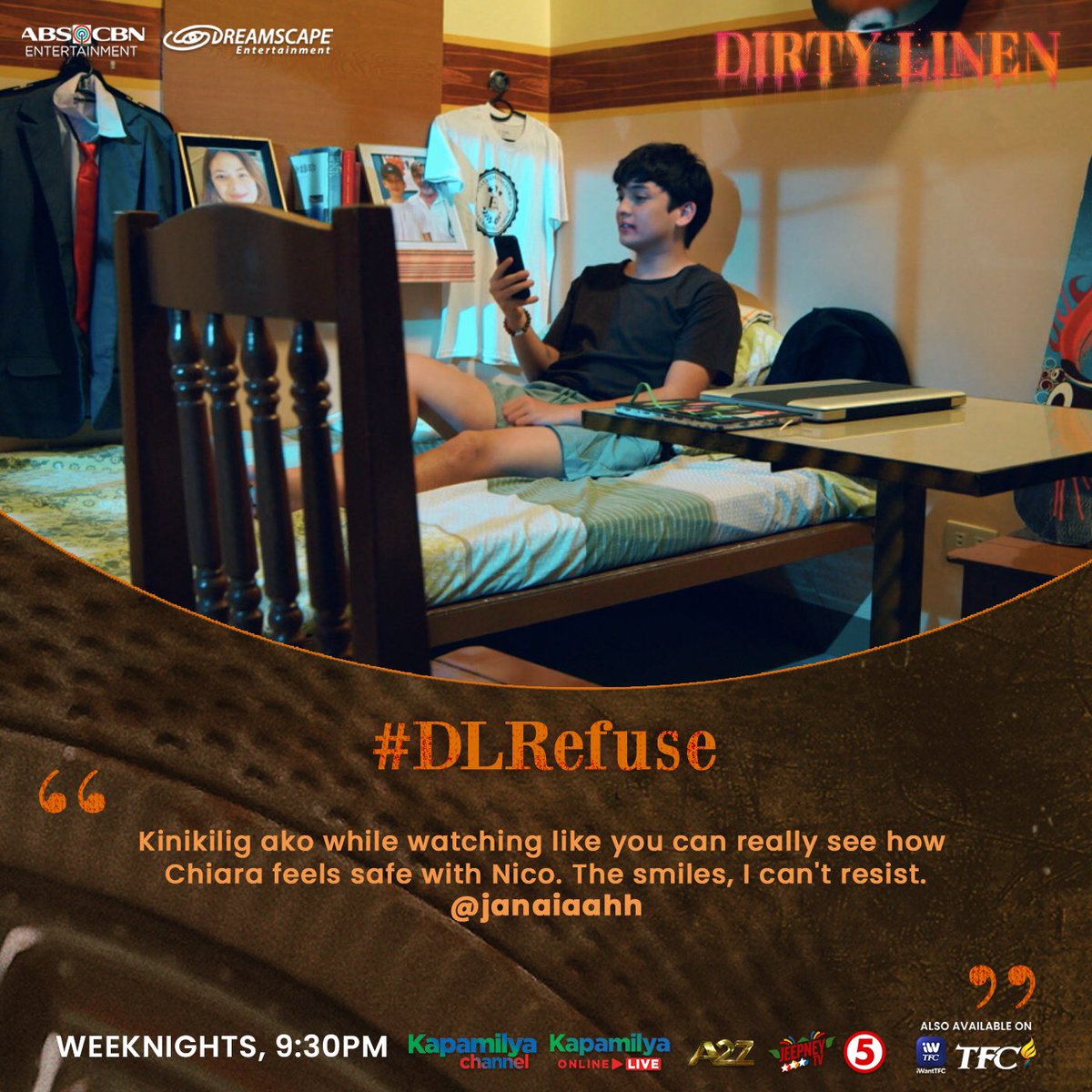 DreamscapePH's tweet photo. Maraming Salamat sa pagsubaybay sa #DLRefuse!β€οΈβπ₯
#DirtyLinen gabi-gabi, 9:30PM sa Kapamilya Channel, Kapamilya Online Live, A2Z, Jeepney TV at TV5! Mapapanood rin ito sa iWantTFC at TFC! https://t.co/h5xsMnXERf