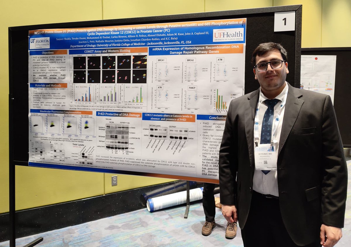 UF Health Jacksonville - Department of Urology (@ufjaxurology) on Twitter photo <a href="/Mohdtoubat/">Mohammed Al-Toubat, MD</a> has truly excelled in our lab this past year! You can see him at #AUA2023 presenting some of his novel work on PRKD1 and #prostatecancer! #jaxurology #CancerResearch <a href="/Mohdtoubat/">Mohammed Al-Toubat, MD</a> has truly excelled in our lab this past year! You can see him at #AUA2023 presenting some of his novel work on PRKD1 and #prostatecancer! #jaxurology #CancerResearch