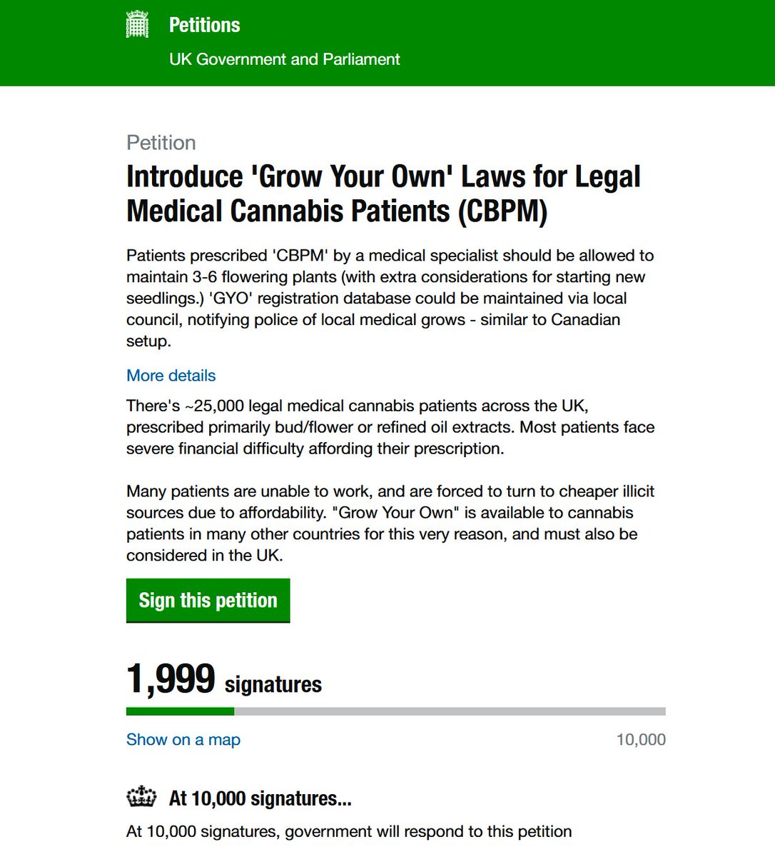 📢 UK patients prescribed #MedicalCannabis are struggling monumentally with affordability.

#GrowYourOwn needs to become available - as in several 🇺🇸 US states, and 🇨🇦 Canada - while decriminalised in 🇮🇹 Italy.

Please sign, accept email, and retweet 💞
🔁 petition.parliament.uk/petitions/6357…