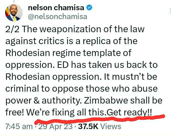 nicolehondo's tweet photo. Has Chamisa finally decided to join his minions in Chikurubhi? https://t.co/1sQlCwDKXB