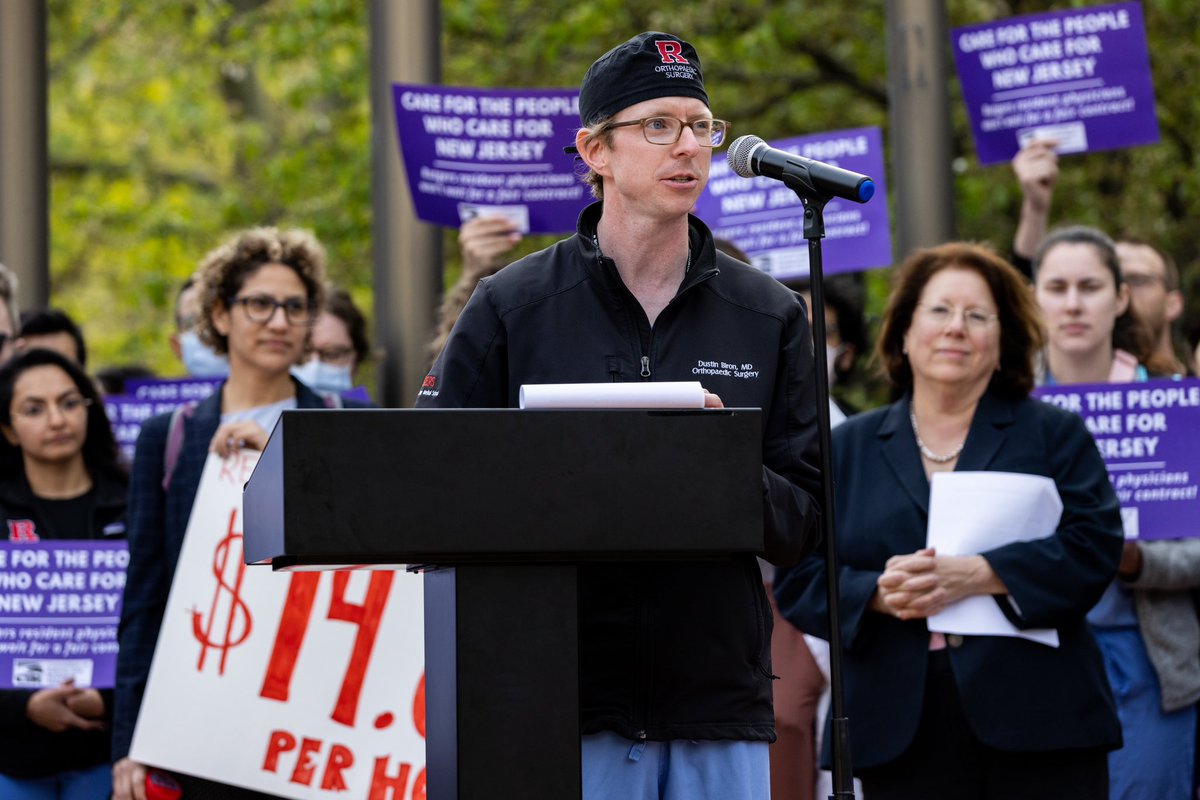 While we're excited &amp; inspired by thousands of our fellow @rutgersu workers who have reached a framework deal, the fight continues with this employer. Rutgers resident physicians &amp; fellows are now 303(!!!) days without a contract and we are done with this university's disrespect.
