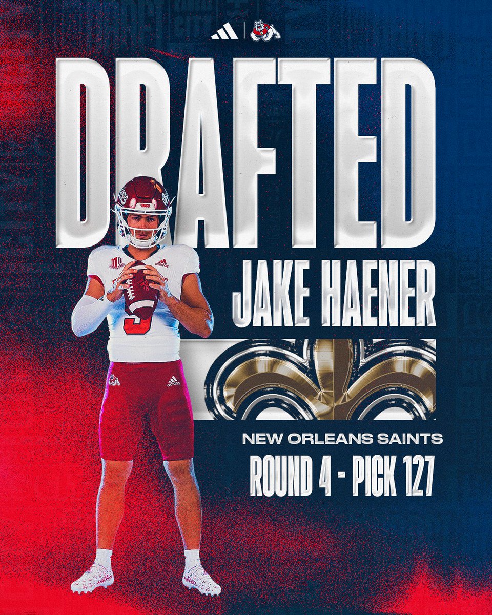 𝐎𝐅𝐅 𝐓𝐇𝐄 𝐁𝐎𝐀𝐑𝐃‼️

Jake Haener is headed to New Orleans⚜️

#NFLDraft | #GoDogs | <a href="/Saints/">New Orleans Saints</a>