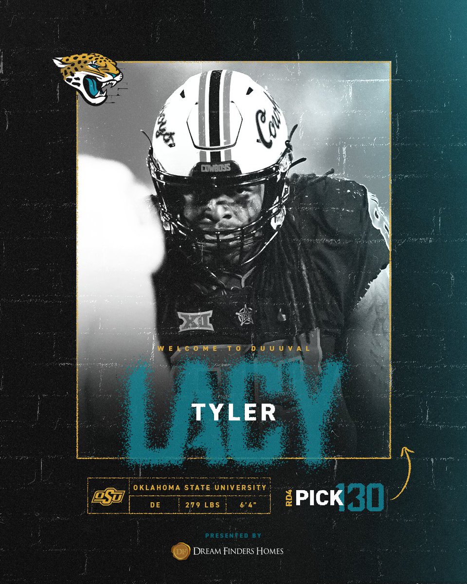 With the 130th pick in the 2023 #NFLDraft, we select Oklahoma State DE Tyler Lacy!
 
 <a href="/tylerlacy85/">Tyler Lacy</a> | <a href="/Dream_Finders/">Dream Finders Homes</a>