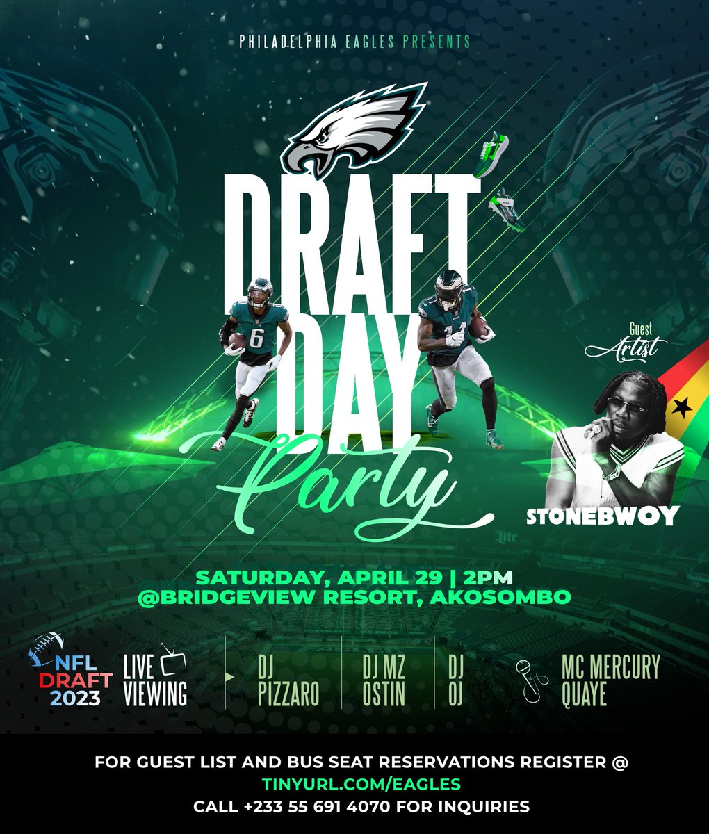 Tonight we party again! 
With @Eagles in Akosombo ghana 
#DraftDay #EaglesEverywhere 
#5thDimension