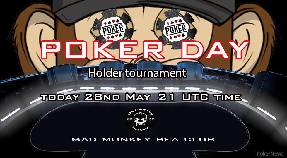❤️‍🔥Holder Poker Day 28 May❤️‍🔥 
buy-in 1 NFT Mad Monkey
if you are not already the owner
buy here 👇 only 0.001 eth
opensea.io/collection/mad…
big $200 prizes up for grabs
Request code, join discord.gg/j3eSw7FDxB 

#NFT #NFTCommuntiy #opensea #OpenSeaNFT