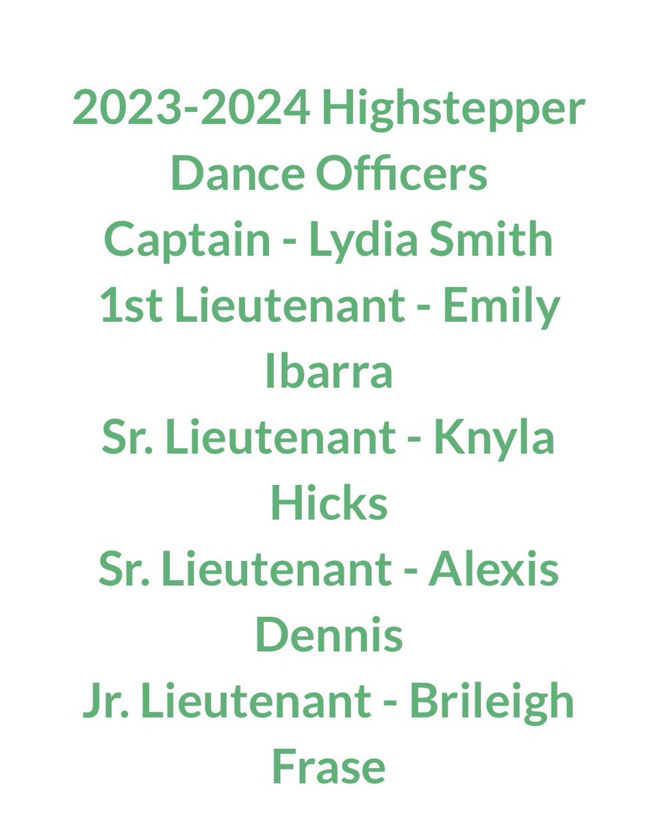 HighsteppersLD's tweet photo. Congratulations to the new 2023-2024 Dance Officers and the new line members!!! 💚

@LakeDallasISD @LakeDallasHigh https://t.co/beK7naCDod