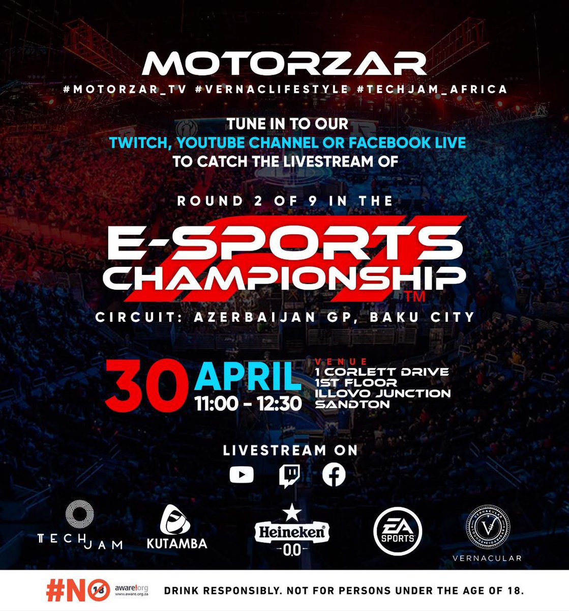 techjam_africa's tweet photo. Rev your engines and get ready to compete for cash prizes! Join us tomorrow at 11am for the F1 esports championship in Illovu Junction, Sandton. All esport players are welcome to compete! #AzerbaijanGP #F1Esports https://t.co/ZvrOiJq2ie