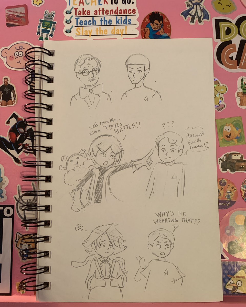 toongoth's tweet photo. A real sketchbook wow. Imagination movers, puyo Tetris and Star Trek at the same time https://t.co/QVolVsmCKf