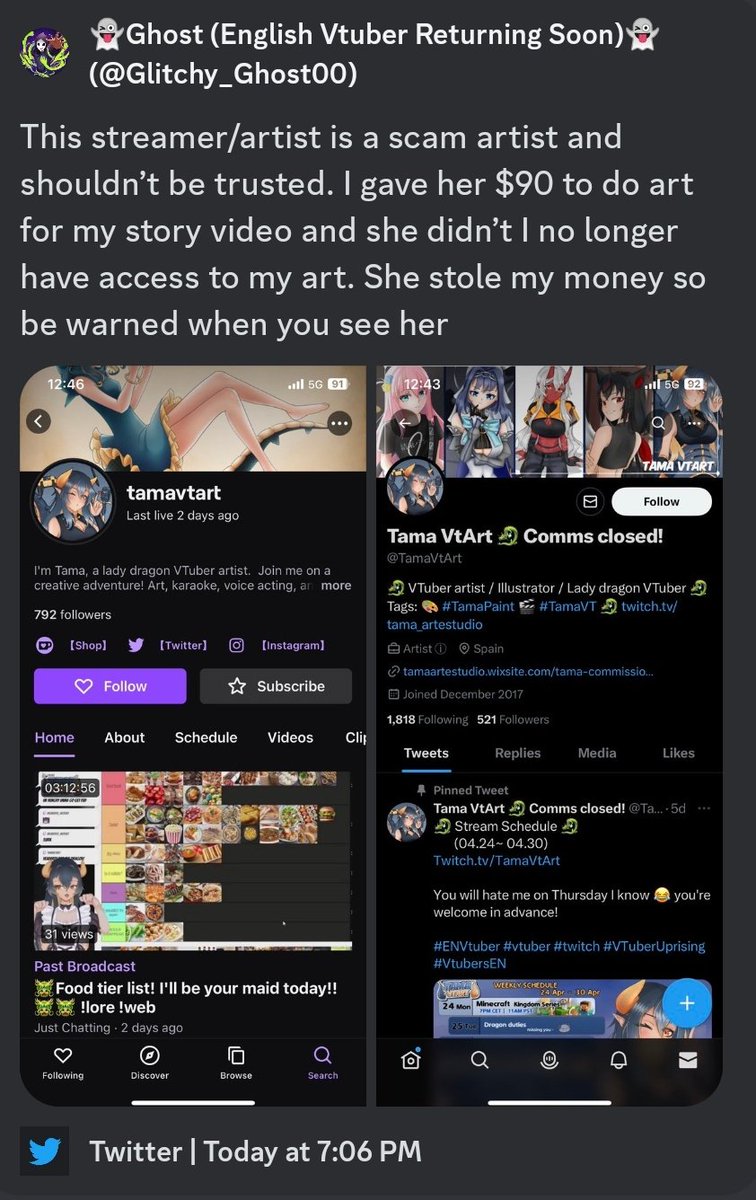TamaVtArt's tweet photo. Guys I'm being BLACKMAILED and harrased by this vtuber who commissioned me
I sent him an email with the artworks and he already used it in his video

I'm blocked in his channel but here you can see the PROOFS!

Please read the thread 🔽
#vtuber #ENVtuber https://t.co/UY5lUbyYRq
