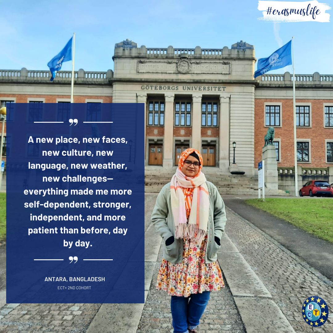 ect_emjmd's tweet photo. Meet @AntaraAkkas , an ECT+ Masters student from Bangladesh 🇧🇩. Here's her story! 👇
#erasmuslife #ectplus
1/3 https://t.co/d77ouXWVFN