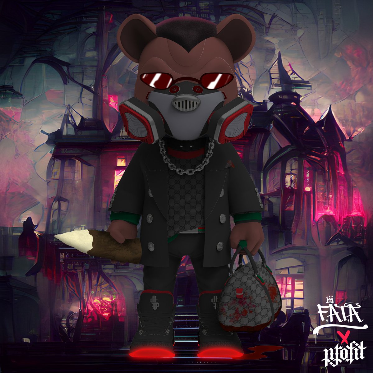Picking up steam on the rest of the superlative categories, this one is for best custom design inspired by a freeverse series. My entry is a swagged out vampire hunter in a Gucci sweater and bloody Gucci Duffel and some glowing 3s inspired by Bred 4s designed by yours truly