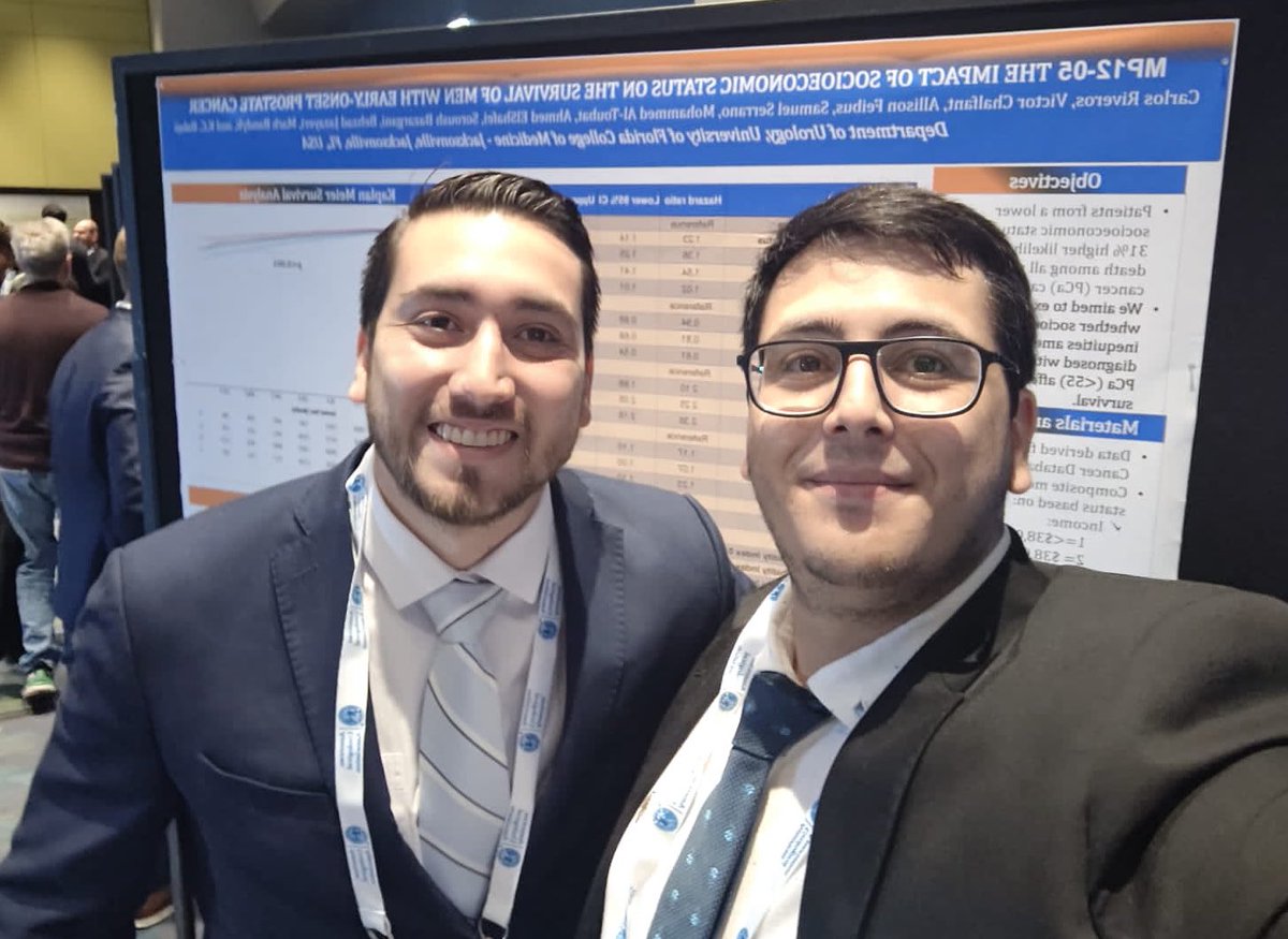 Did you know that #socioeconomicstatus impacts the survival of men with early onset #prostatecancer?  Check out our #AUA2023 poster presentation to learn more! #jaxurology <a href="/Samuel2296serra/">Samuel serrano</a> <a href="/Mohdtoubat/">Mohammed Al-Toubat, MD</a> <a href="/allisonfeibus/">Allison Feibus</a> <a href="/AmerUrological/">Amer. Urol. Assn.</a>