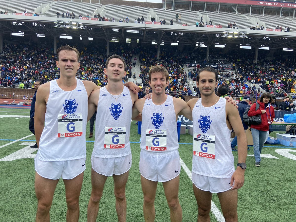 angreckart's tweet photo. New @DukeTFXC 4xMile School Record in 16:14.67 that stood since 1973! Great race for these fellas on an exciting Saturday at @pennrelays 

#GoDuke 🔵😈 https://t.co/I1uV65gnOh