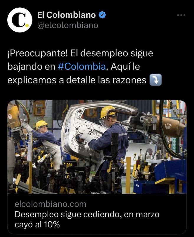 En plena recesión mundial y el desempleo en Colombia está a punto de volver a un dígito después de varios años. Sin embargo un sector de la prensa lo lee al revés. Se les nota el afán por construir el relato de un país fallido.