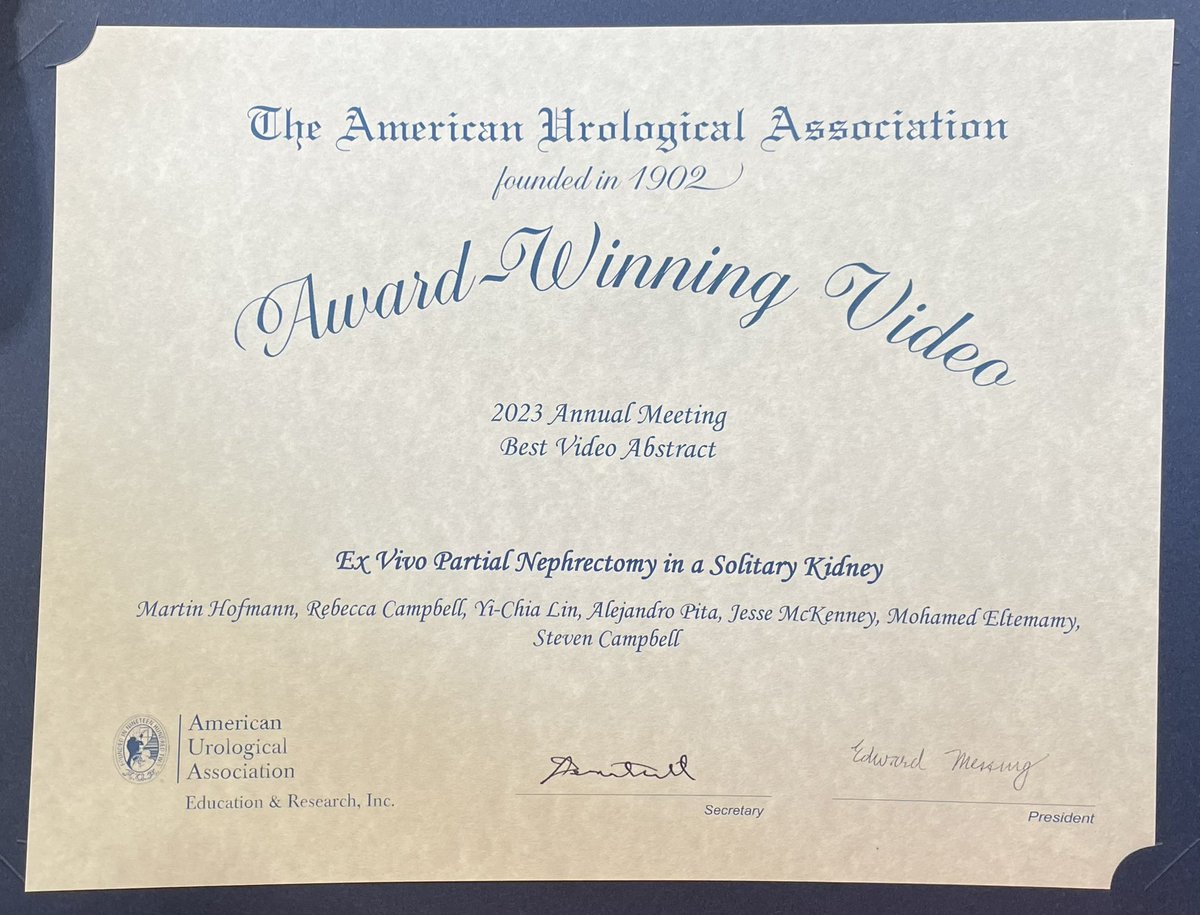 Mohamed Eltemamy (@moeltemamy) on Twitter photo Another award for another video🥇🥇. Ex vivo partial nephrectomy in a solitary kidney. Great job team <a href="/martin_hofmann_/">Martin Hofmann</a> <a href="/rebeccampbell50/">Rebecca Campbell</a> <a href="/Jason_yc_Lin/">Yi-Chia Lin</a> <a href="/CleClinicUro/">Cleveland Clinic Urology</a> Another award for another video🥇🥇. Ex vivo partial nephrectomy in a solitary kidney. Great job team <a href="/martin_hofmann_/">Martin Hofmann</a> <a href="/rebeccampbell50/">Rebecca Campbell</a> <a href="/Jason_yc_Lin/">Yi-Chia Lin</a> <a href="/CleClinicUro/">Cleveland Clinic Urology</a>