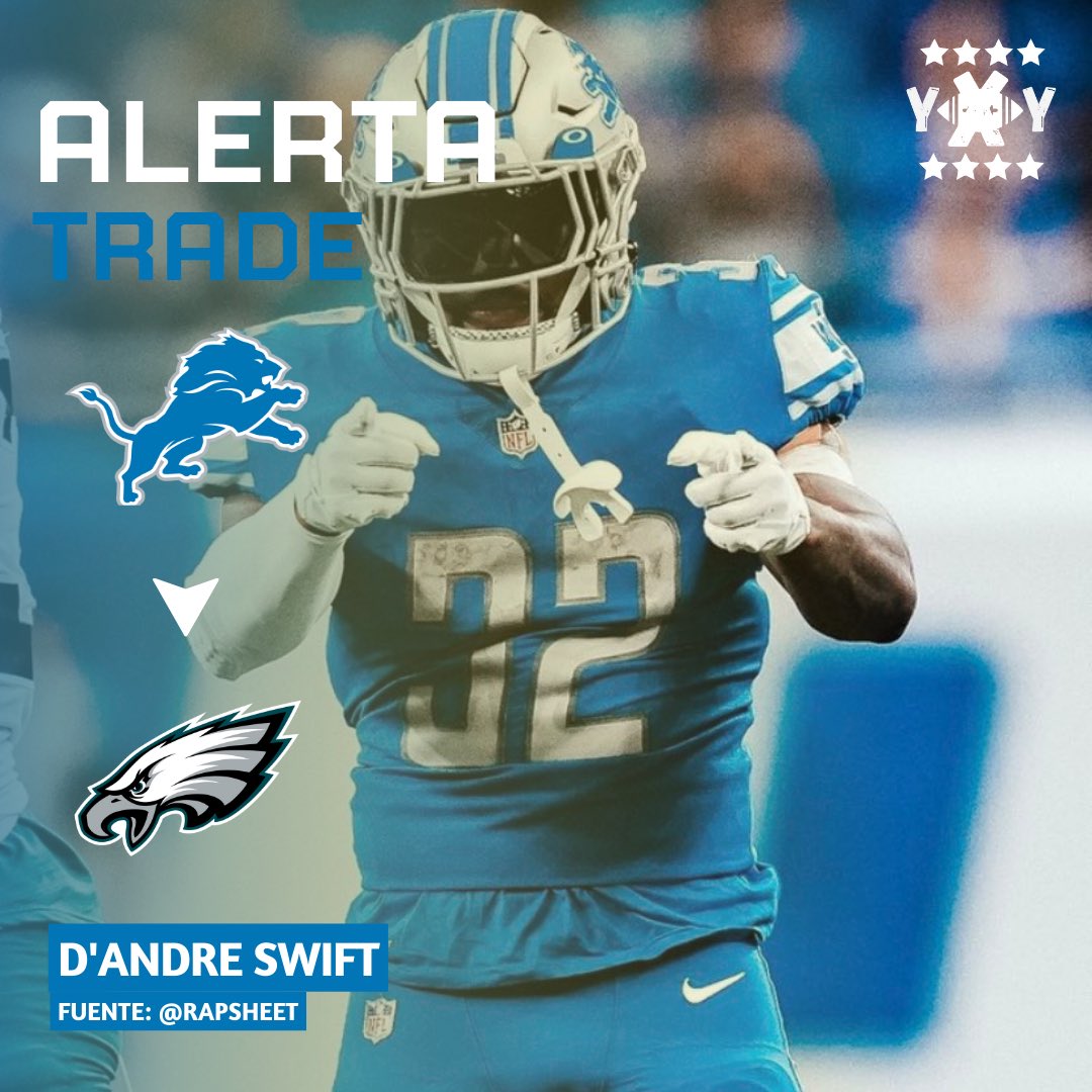YxYnfl's tweet photo. ¡ALERTA TRADE! 🚨

Lions recibe:
-Pick de 7ma ronda en el draft 2023
-Pick de 4ta ronda en el draft 2025

Eagles recibe:
- RB D'Andre Swift
- Pick de 7ma ronda en el draft 2023

¿Quién ganó el trade?🤔 https://t.co/6VPzjW2EkP
